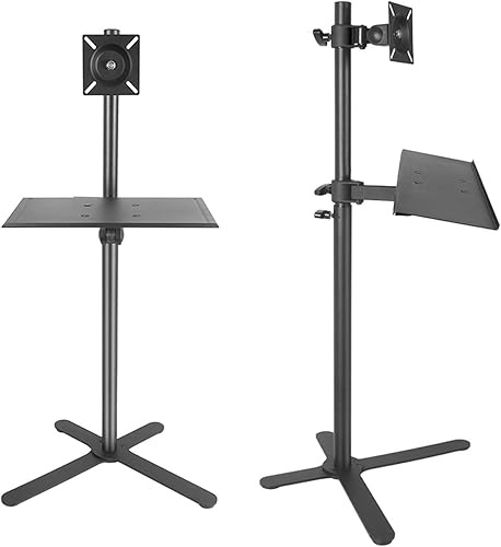 Miniatura 7 de Soporte para monitor con soporte para teclado, altura ajustable, inclinación giratoria, soporta hasta 44 libras