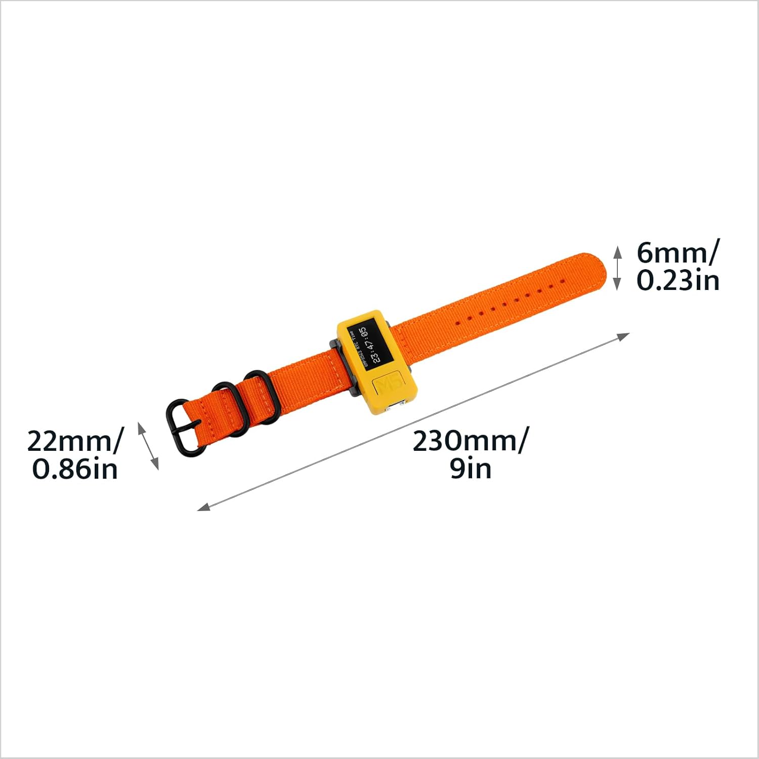 Dimensions of the M5StickC PLUS2 watch strap.