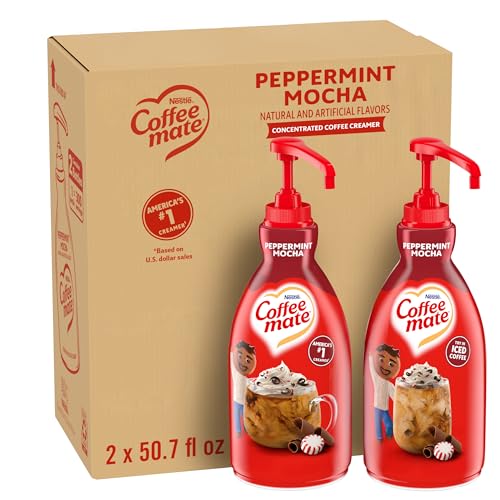 Nestle Coffee mate Coffee Creamer, Peppermint Mocha, Concentrated Liquid Pump Bottle, Non Dairy, No Refrigeration, 50.7 oz (Pack of 2)
