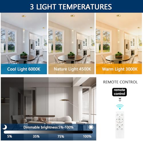Image of 1-Light Modern Crystal Chandeliers LED Dimmable Pendant Lighting for Kitchen Island Dining Room Hallway