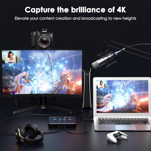 Placa de captura de vídeo HDMI dupla 4K com dispositivo de captura de vídeo USB 3.0 com velocidade d