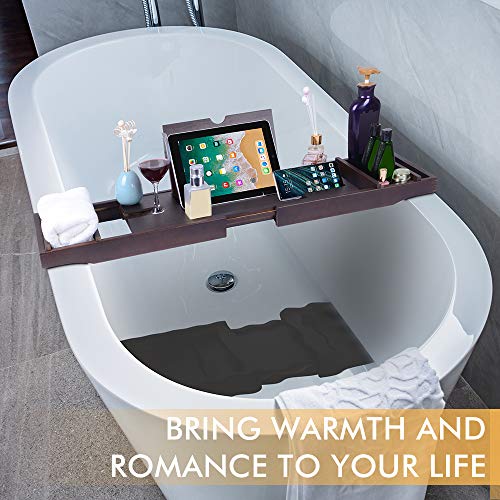 Bath Tub Tray Caddy, Bathtub Shelf Table, Clawfoot tub Accessories, Luxury Natural Wooden Bathtub Tray with Soap box, bath towel Holder, Wine Glass Holder, Reading Rack, Tablet Holder, Phone Tray etc. - Thumbnail 2