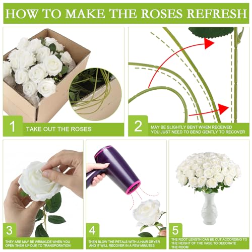 image for Hananona Artificial Roses in Bulk, Fake Velvet Silk Roses Realistic Ro