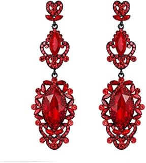 EVER FAITH Wedding Bridal Earrings for Women Girls, Rhinestone Crystal Art Deco Drop Dangle Long Chandelier Earrings