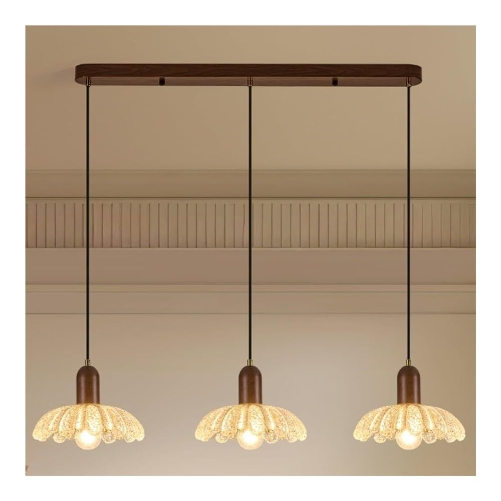 Lustre en verre en forme de fleur luminaire suspendu bois vintage pour chambre et couloir