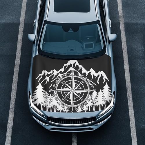 Image of Car Hood Cover Protector Car Decor Accessories Can be Washed Elastic Fabrics Hood Wrap Blanket for Most Cars SUV Truck, Mountain Pointer