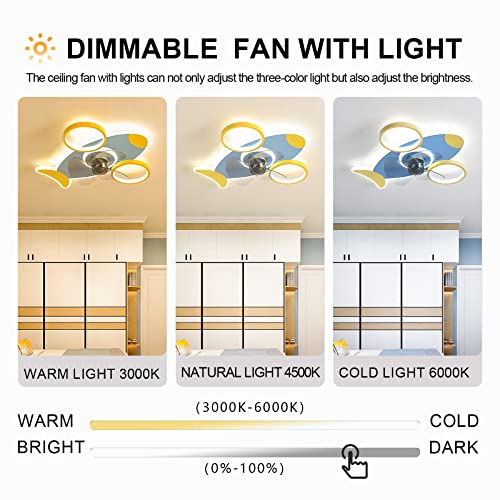 Ventilateur de plafond avion LED 90W dimmable avec télécommande pour chambre enfant - 4