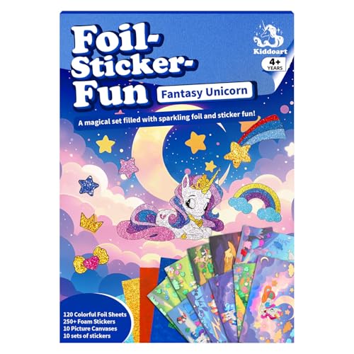 ManeFoodou Foil Fun - Unicorn No Mess Art for Kids, Craft Kits & Supplies, DIY Creative Activity, Travel Toys, Birthday Gifts for Ages 4, 5, 6, 7-12 (Unicorn)