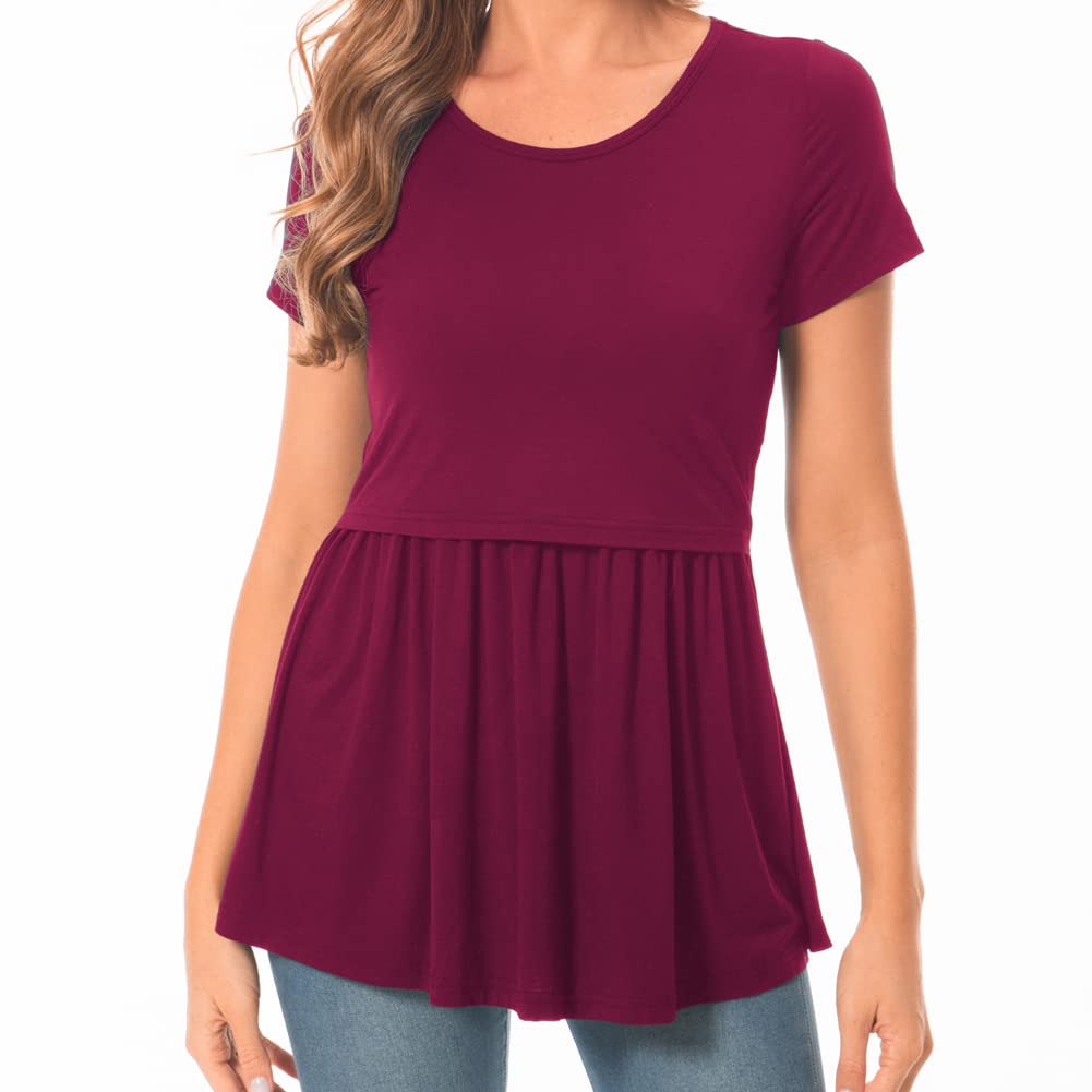 Bearsland Women's Nursing Tops Short Sleeve Scoop Neck Breastfeeding Shirt Maternity Clothes — view 2