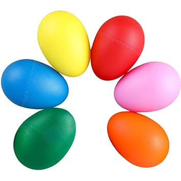 MOCKING BIRD Plastic Egg Shakers - Musical Eggs Percussion Instrument for Kids - Rhythmic Shaker for Learning Basics - Baby Toys & Musical Toys for Kids - Percussion Maracas - Easter Eggs (Pack of 6)