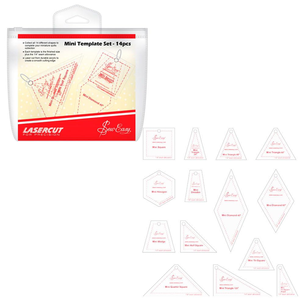 SEW EASY - NL4154 Juego de 14 plantillas patchwork formas diferentes, tecnología de corte láser suave y preciso. color: UNICO talla: Unic