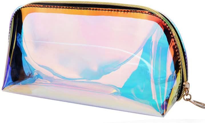 TAVISH Cosmetic Bag for Women Girls Zipper Pouch Makeup Organizer Bag PU Leather Waterproof Cute Toiletry Bags Makeup Bag Makeup Accessories (Holographic Pouch) - Small Size