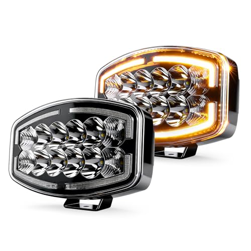 CO LIGHT 10 Inch Round LED Work Light 2PC with Spot Flood Combo Beam, 12/24v Driving Lights with White-Amber DRL, Waterproof 150W 35000LM for Truck Tractor UTV SUV Marine Construction Vehicle