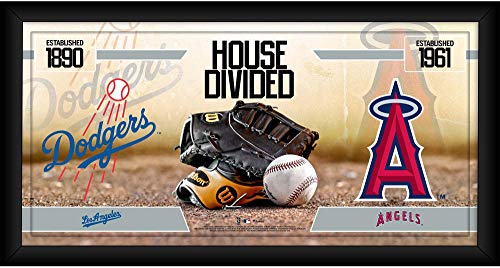 Los Angels Dodgers vs. Los Angeles Angels Framed 10" x 20" House Divided Baseball Collage - MLB Team Plaques and Collages