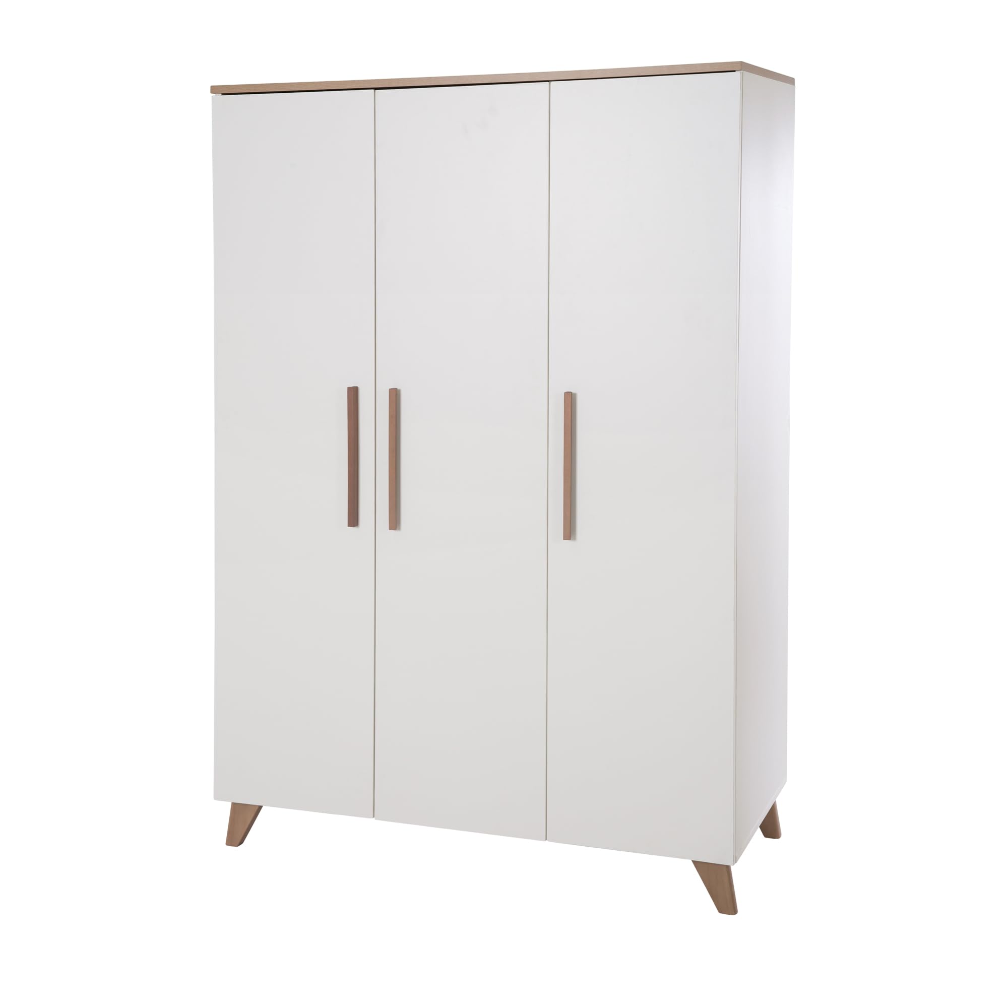 roba Set per cameretta bambini 3 pezzi Lettino 70x140 cm convertibile fasciatoio 3 cassetti armadio bambini Maniglie piedi legno massello Bianco rovere scuro