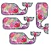 Vineyard Vines Colorful Flower Whale Stickers, Vinyl Decal - UV Protected & Waterproof, 2" x 4.5" Pack of 4