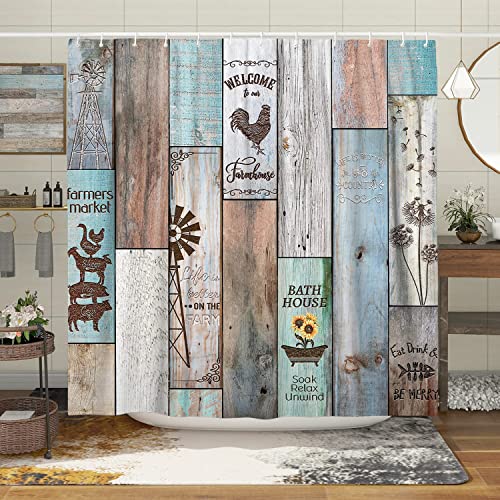 Witzest Farmhouse Rustic Extra Long Shower Curtains 84 Inches, Vintage