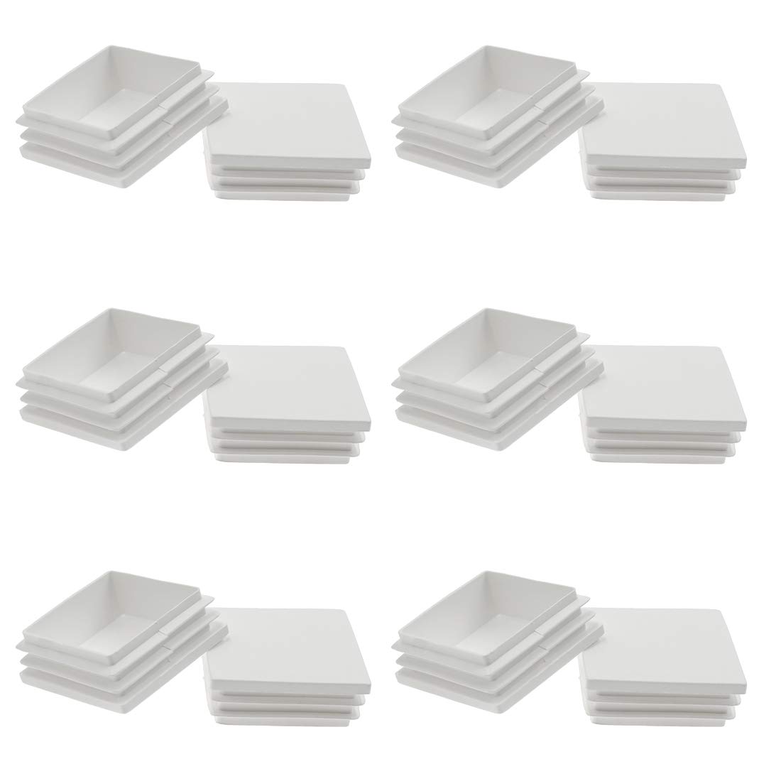 Suiwotin 12Pack 50mm (2 Inch) White Plastic Plug, Square End Cap for 1 3/4" to 1 15/16" Tubing