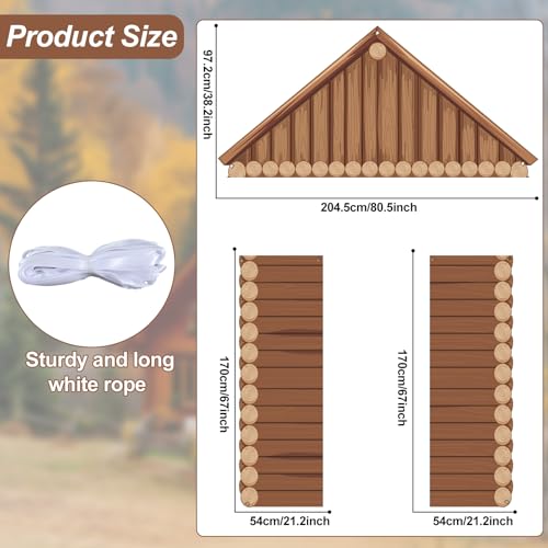 Image of 3PCS Rustic Wooden Cabin Porch Banner Fall Camping Party Door Decoration Countryside Forest Hanging Porch Sign Photo Backdrop for Autumn Wedding Birthday Farmhouse Home Indoor Outdoor Decor Photo Prop