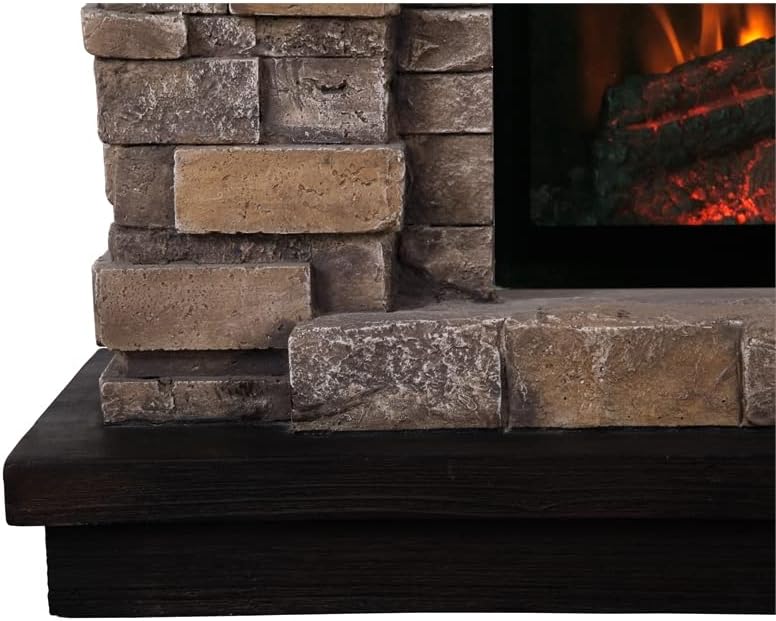 Miniatura 6 de Chimenea eléctrica independiente de óxido de magnesio de cerámica de 36 pulgadas con 4 ajustes de efecto de llama parpadeante, control remoto y