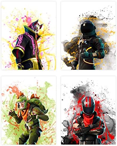 Popular Battle Royale Poster - Set of 4 Unframed (8x10 inches) Gamer Themed Prints - Gaming Decor for Boys Bedroom, Gifts, Birthday Party- Fort Wall Art - Set 1