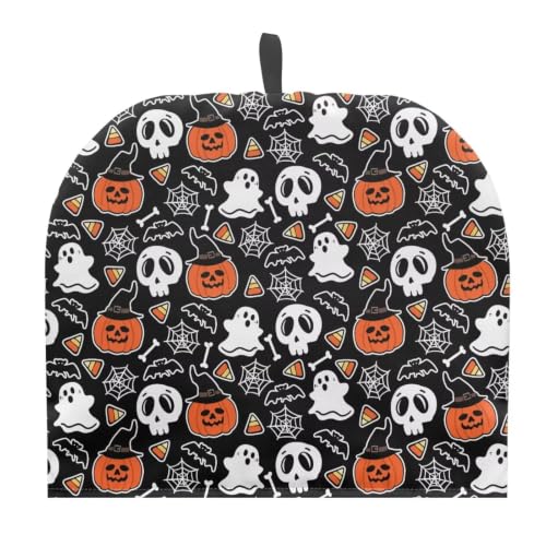 Image of Hudotybom Halloween Tea Cosy Teapot Cover Pumpkin Skull Coffee Warmer Cozy Kettle Cover Water Kettle Protector Kitchen Cozies Insulated