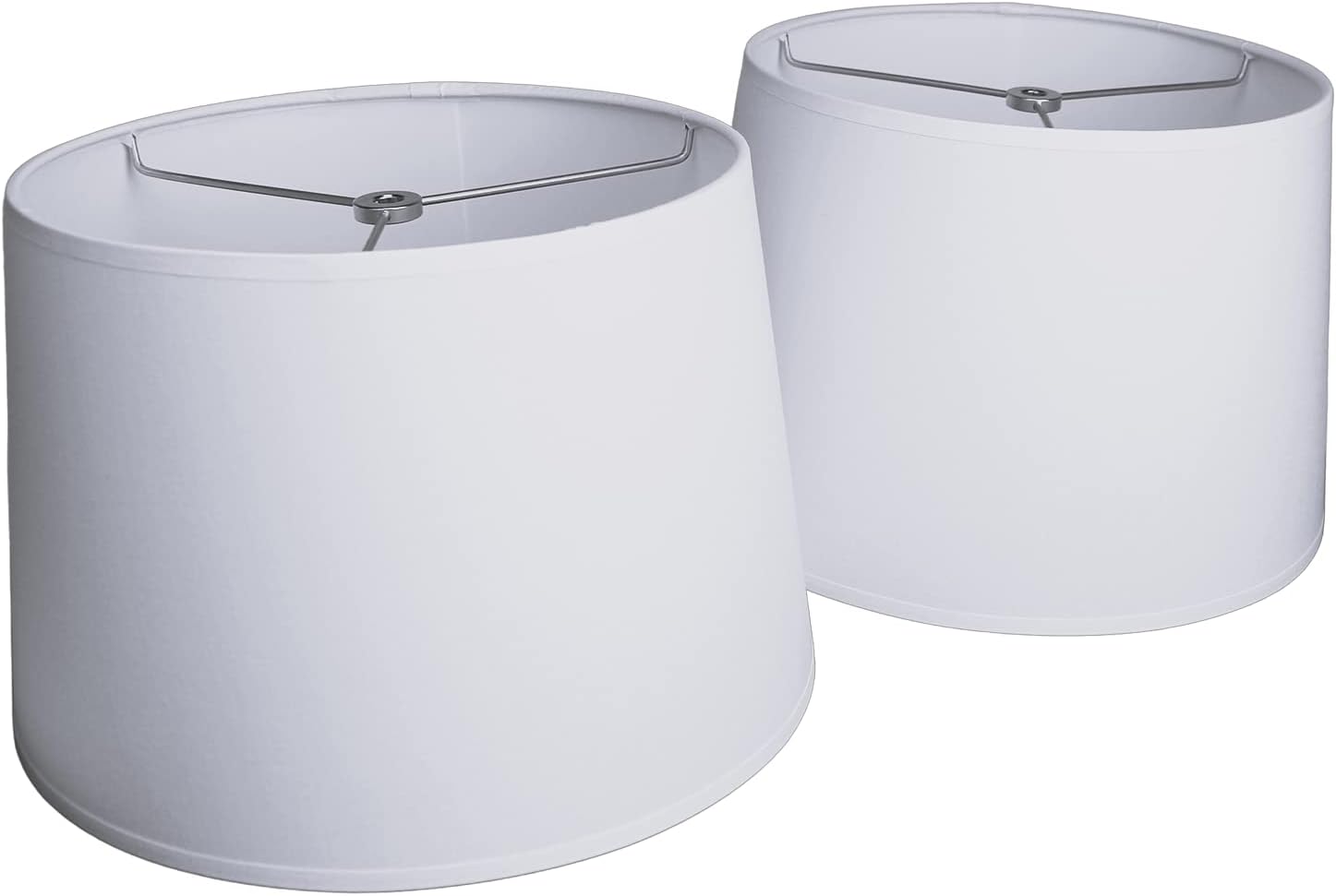 FenchelShades.com Set of 2 Lampshades 10" Top Diameter x 12" Bottom Diameter x 8" Slant Height with Washer (Spider) Attachment. Attaches to Lamps with an existing Harp (Bright White/Stark White)