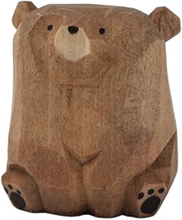 1Pcs Wooden Bear Figurines Wood Crafts Carved Wooden Bears Bear Figurines Home Decor Polar Bear Decor Hanging Ornaments Car Mirror Hanging Accessories