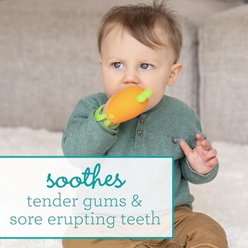 Image of Infantino Teething Mitt Handy Dandy Silicone Orange Carrot