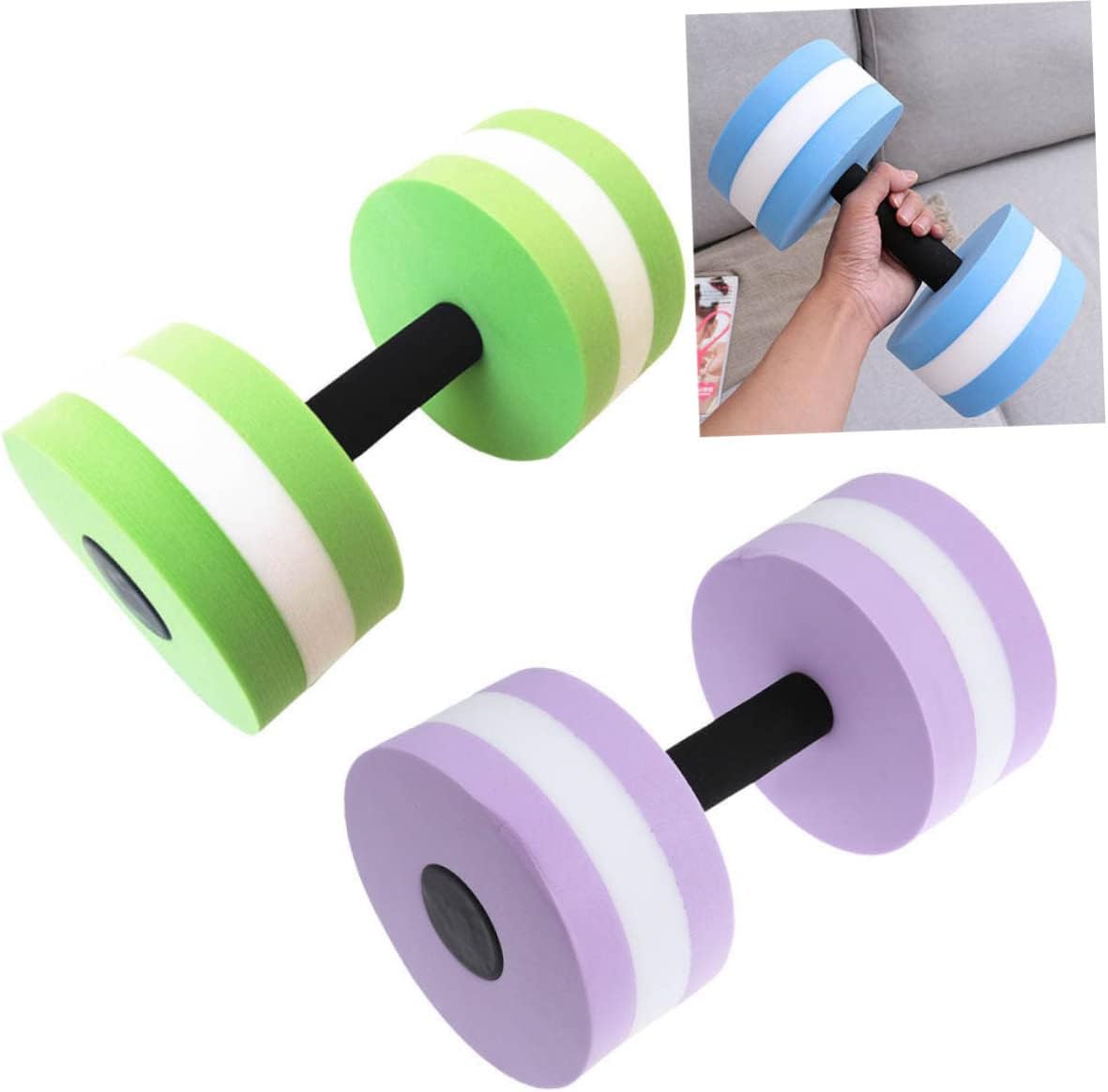 2Pcs Eva Floating Dumbbell Water Barbell for Swimming and Fitness Lightweight and Durable Aquatic Exercise Equipment for Resistance Training Purple White