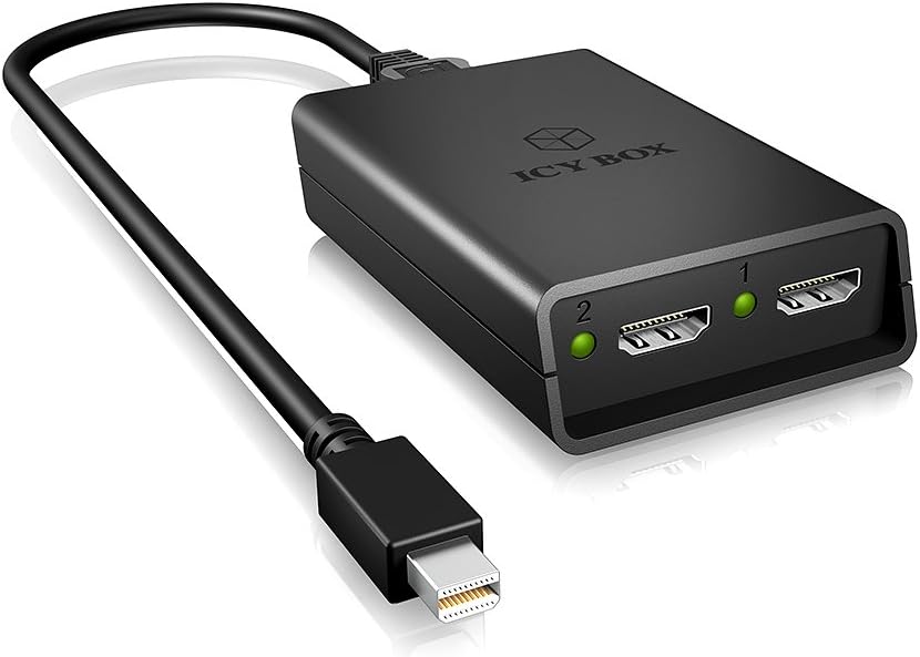 Icybox IB-SPL1024 Display Port to Dual HDMI Splitter Adapter Box