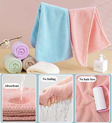 Aiuuee 2 Pack Microfiber Hair Towel Wrap With Button, Absorbent Soft Microfiber Towels For Hair, Anti Frizz Hair Drying Towel Wrap For Women Wet Hair Curly Long Hair (Pink + Blue) #TOP2