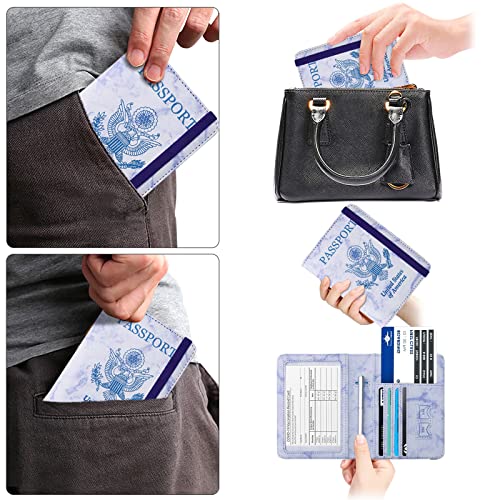 Walnew Passport Holder And Vaccine Card Holder Combo Travel Wallet Rfid Blocking Pu Leather Case Cover With Vaccine Card Protector Slot (Marble Purple) #TOP6