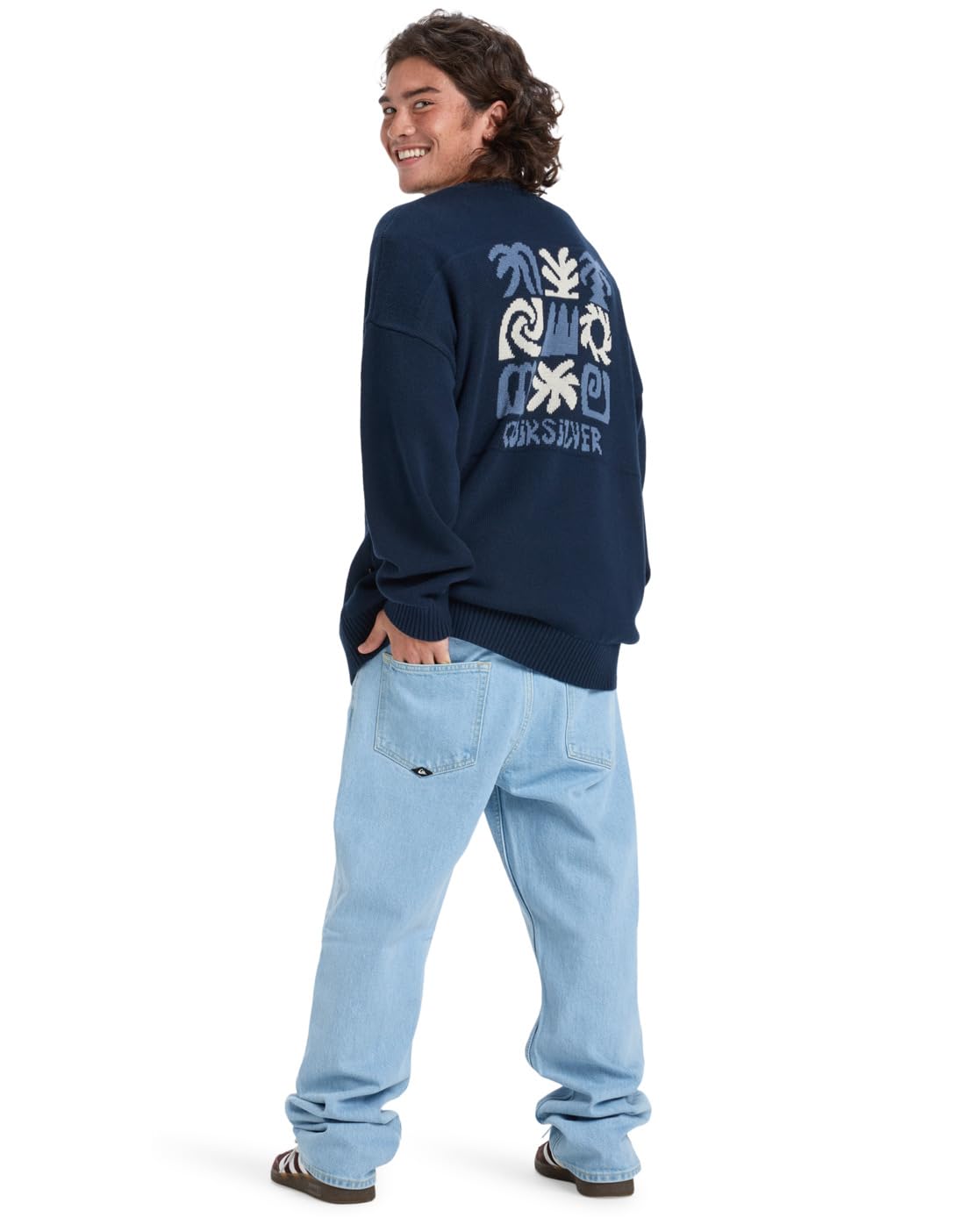 Quiksilver Devils Jacquard Logo - Sweat à col Rond - Homme - S - Bleu