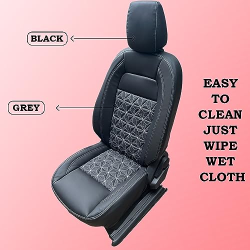 Image of AUTOXYGEN Car PU Leather Luxury seat Cover Front & Rear Accessories for Swift Dzire Till 2016 (Black with White Stitch, 1014)