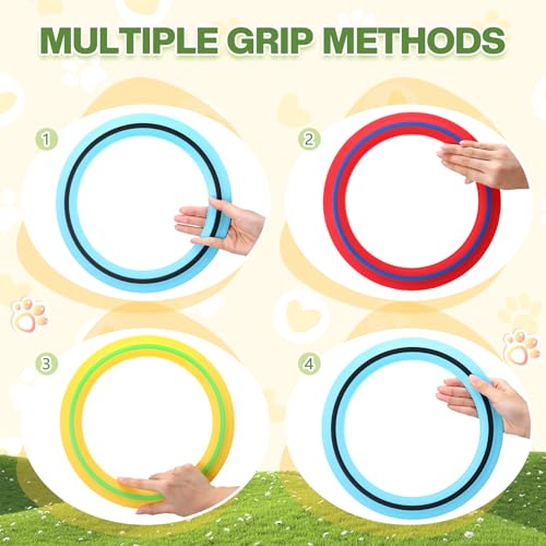 Soulchen 6 Pack Silicone Flying Ring 11 Inch Flying Disc Bulk for Backyard Pool Outdoor Soft Sports Family Camping Activities Sports Tossing Game (Blue, Yellow and Red) - Thumbnail 3