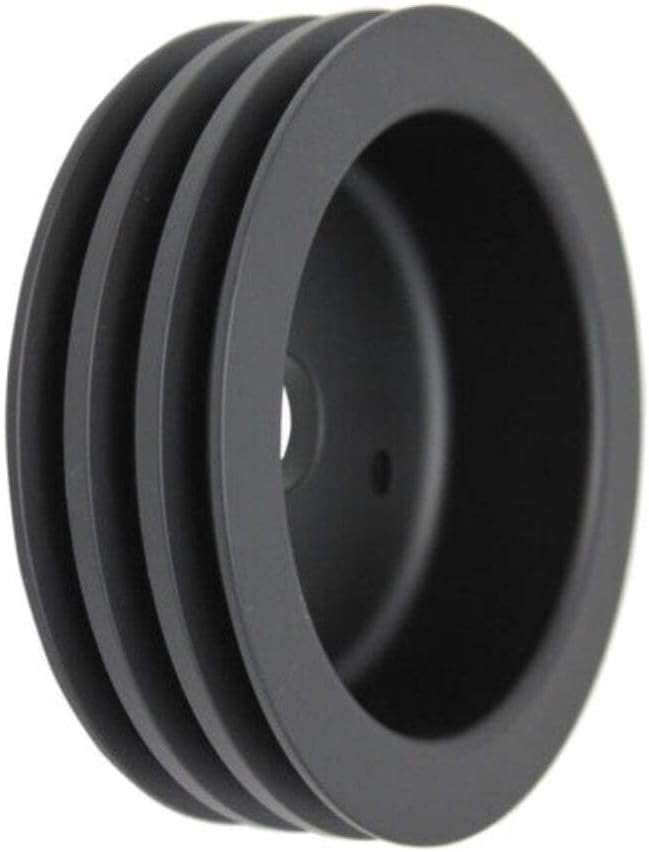 Top Street Performance Short Water Pump Triple-Groove Aluminum Crankshaft Pulley for Chevy Small Block - Black