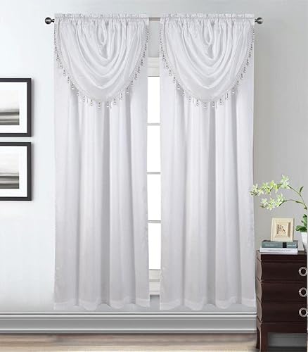 GLORY RUGS Window Panel with Attached Valance Curtain Bedroom Living