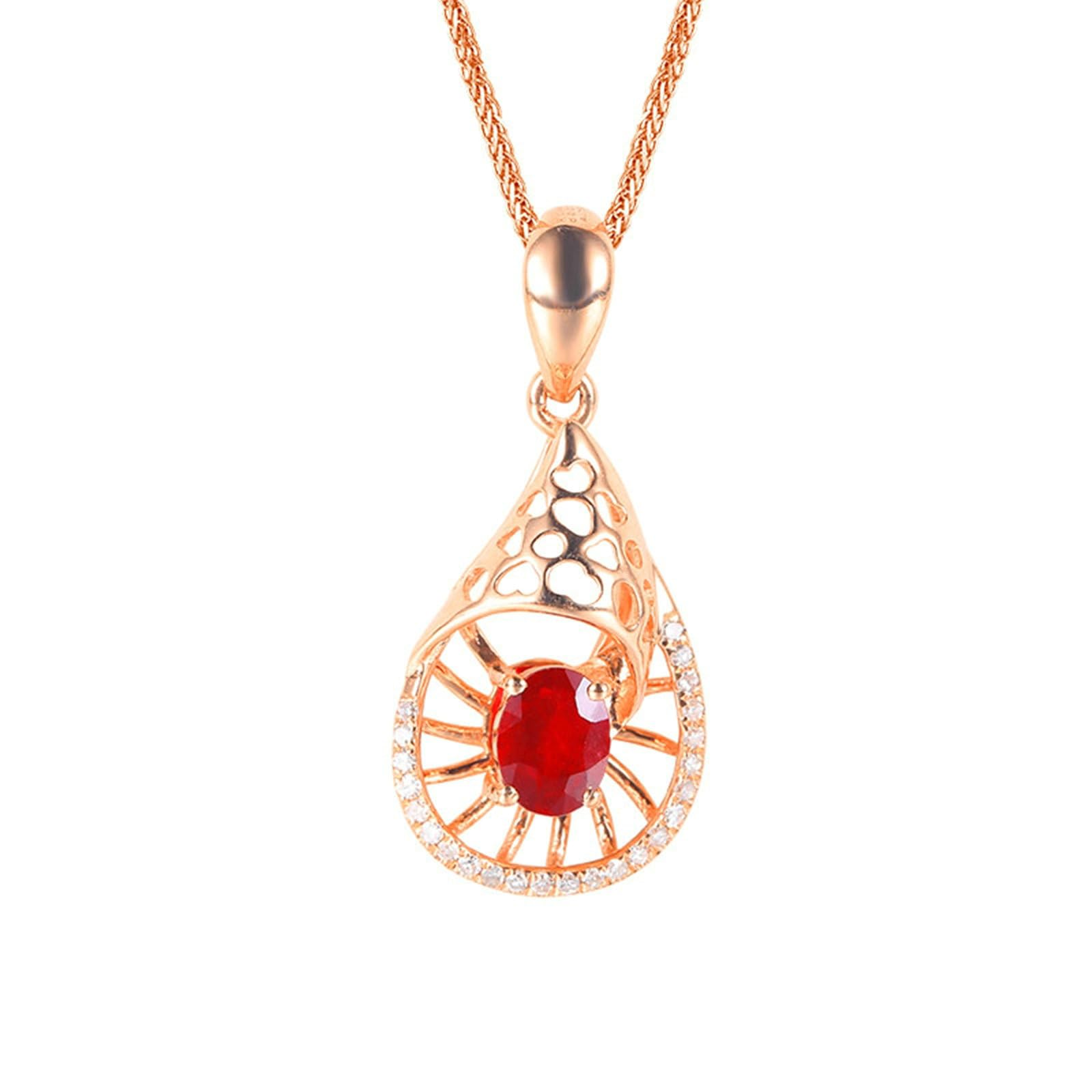 Collar para mujer de oro rosa 375 585 750 concha de mar con rubí de