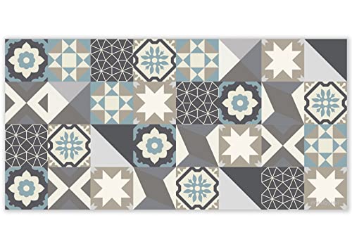 mubusi Alfombra Vinílica Cocina Salón - Varios Tamaños - (Hidráulica Oporto Azul 40x80 cm)