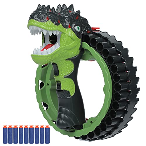 Simwood Electric Automatic Toy Guns for Nerf Guns Bullets,Dinosaur Toy Guns 34 Burst Electric Toys Guns EVA Soft Bullet Wrist Blasting Soft Bullet Gun 40 Dart Drum Built-in Rechargeable Battery