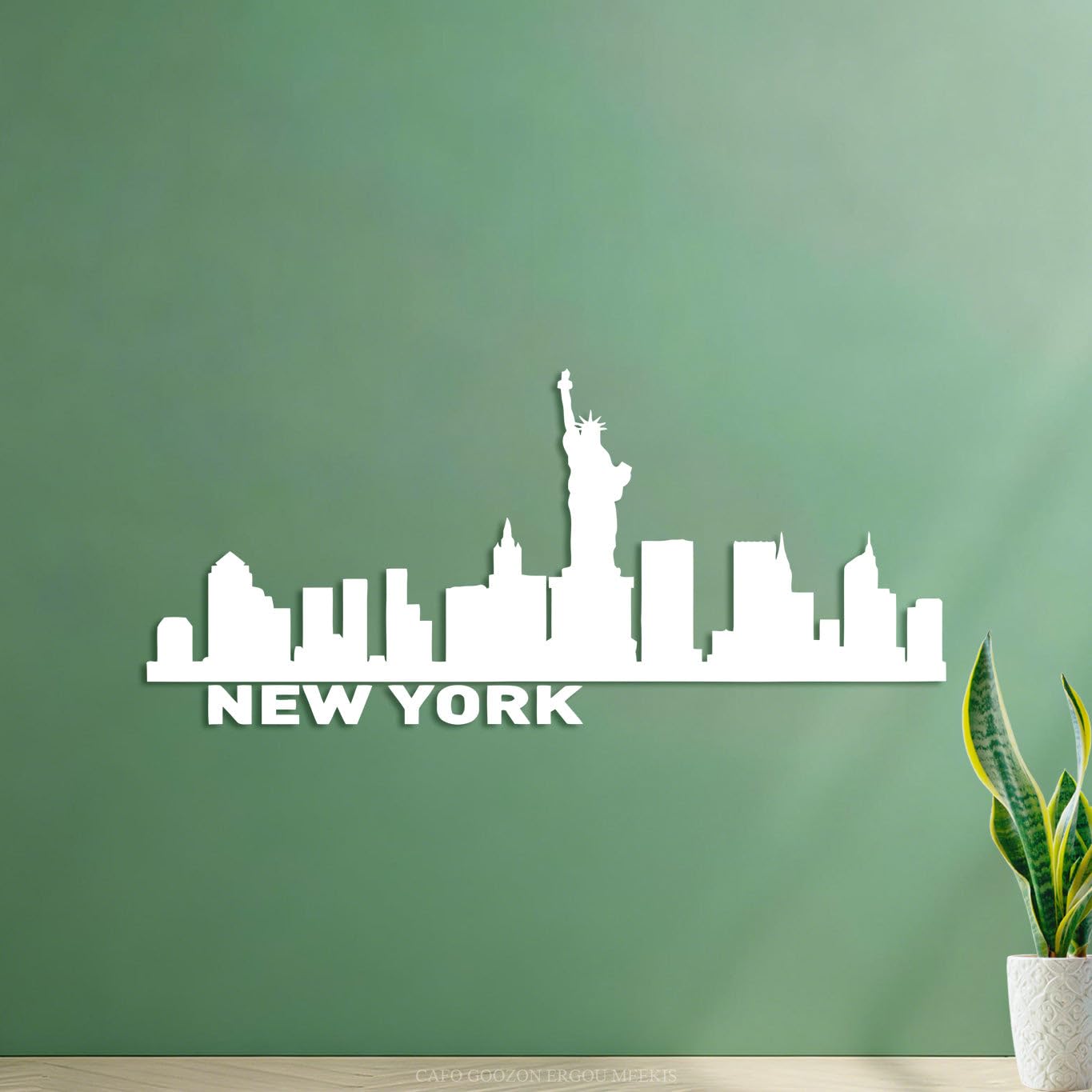 Wall Stickers Paster Paper New York Buildings Landscape New York Skyline Cityscape 34x76.2cm Do not Damage the wall Surface White
