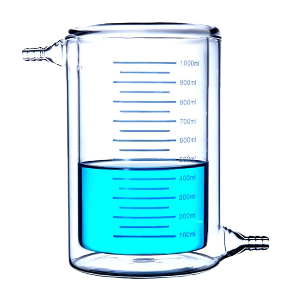 1000ml Jacketed Glass Beaker 1 Litre Jacket Flask Lab Glassware Double