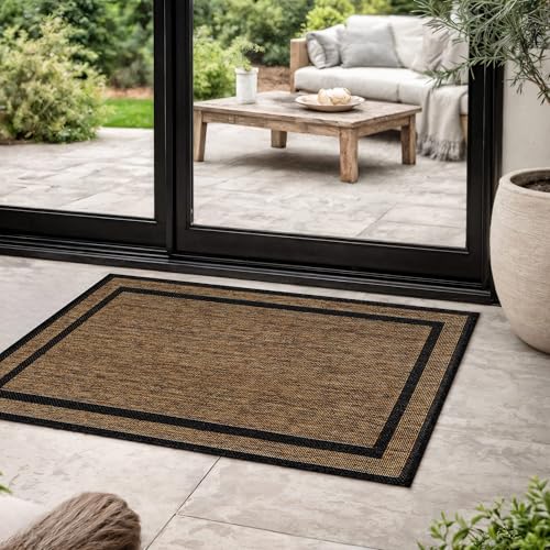 Rugshop Border Jute-Style Indoor Outdoor Area Rug Dark Gray/Natural 2' x 3'