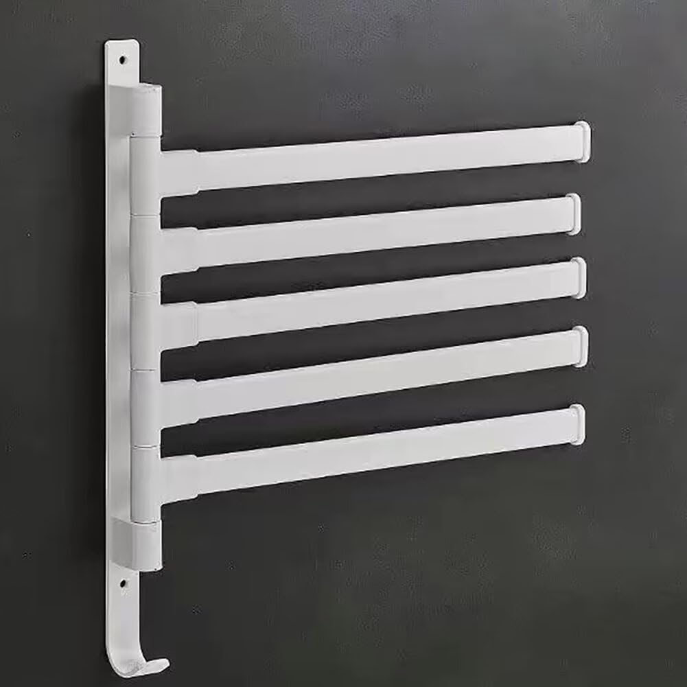 Porte-serviettes blanc 5 barres pivotantes au design minimaliste et épuré