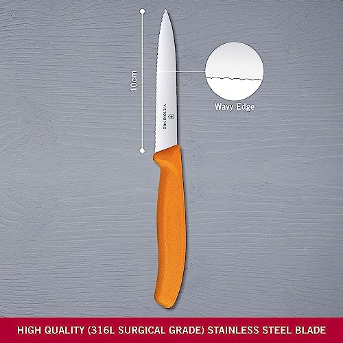 Faca Victorinox Swiss Classic lâmina serrilhada, Laranja, 10cm