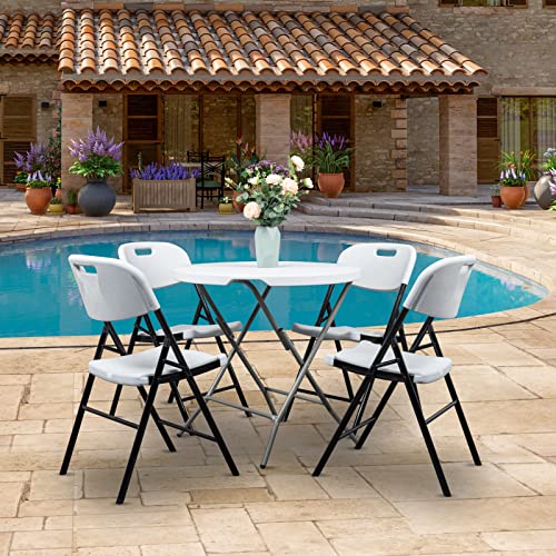 Outvita Outdoor Plastics Folding Chairs, Set Of 4 Foldable Dinning Chairs For Wedding, Parties, Camping, Picnics Black & White #TOP6