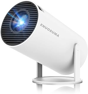 ENUOSUMA HY300 Pro Mini Projector: 4K 1080P Android 11, WiFi 6 Bluetooth 5.2, 160 ANSI Lumens, 180° Rotatable, Auto Keystone