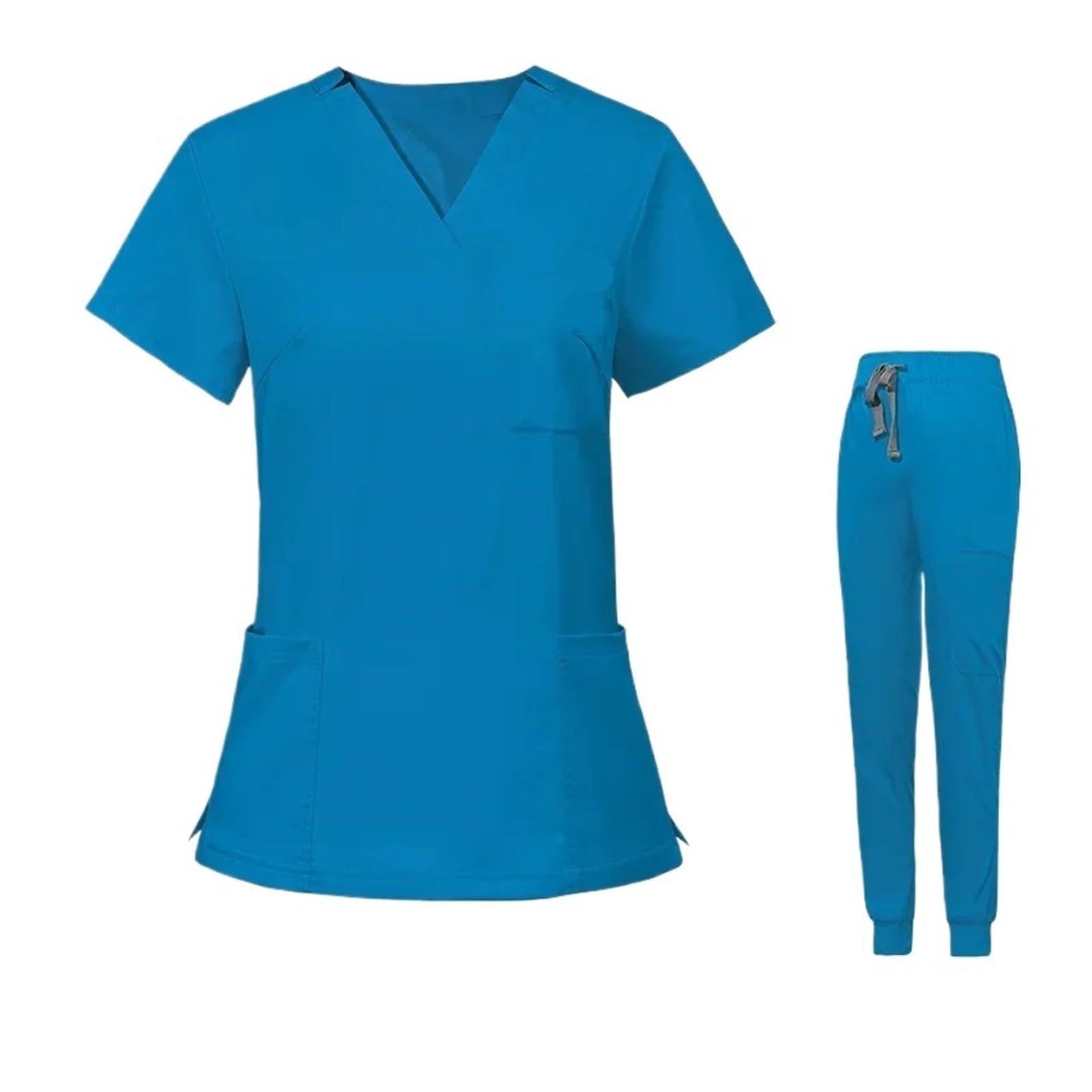 Uniformi per Infermiere da Donna Set Uniforme da Sala operatoria Ispessita, Pantaloni da Infermiera Elasticizzati, Maniche Corte, Set Completo Satinato for Abbigliamento da Lavoro(Brown,M)