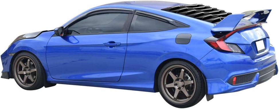 FREEMOTOR802 Compatible with 2016-2020 Honda Civic Coupe Rear Window Louver, Gloss Black ABS Plastic Windshield Sun Rain Shade Cover